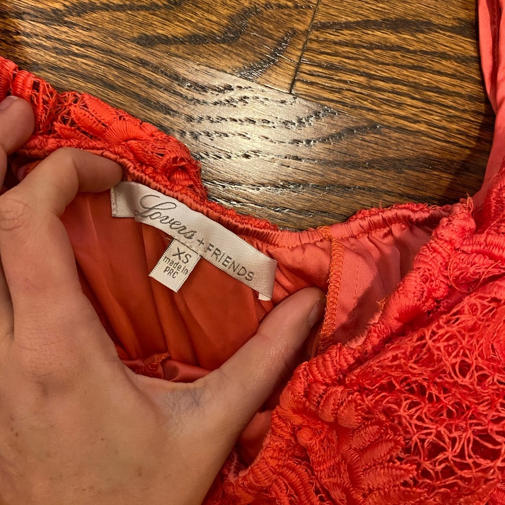 Coral off shoulder mini dress